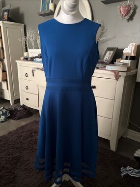 Calvin Klein Sleeveless Royal Blue Fit-and-Flare Dress